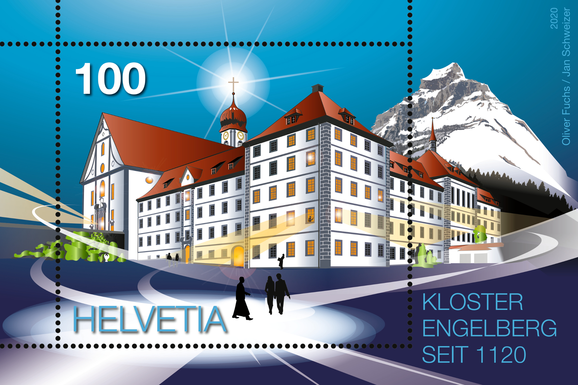 Eine Briefmarke zum Jubiläum «900 Jahre Kloster Engelberg ...