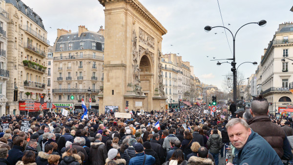 Grands Boulevards en direction de la place de la République, 11 janvier 2015 (Photo: Pascal Fessard)